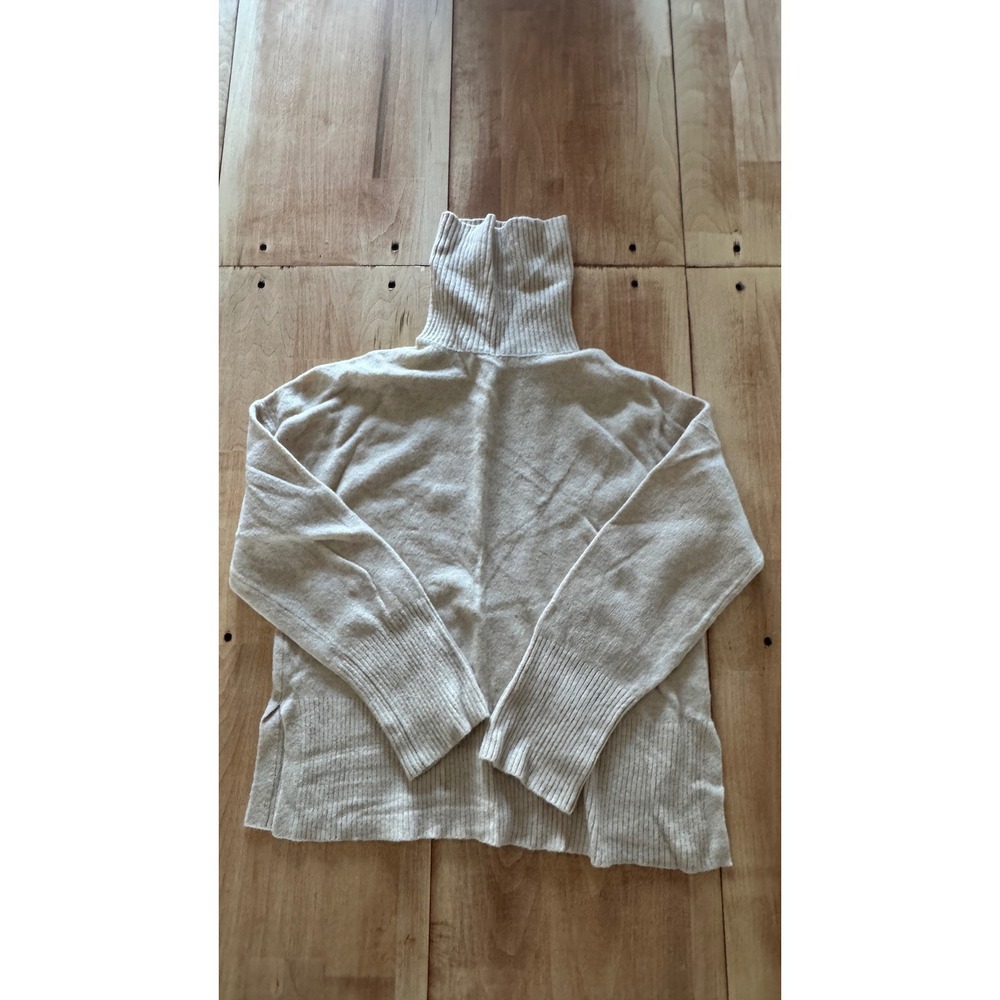 J.Crew Womens XS Beige Merino‎ Wool Alpaca Blend Turtleneck Sweater Side Slit